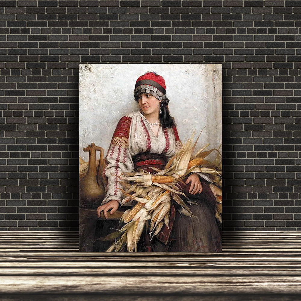 La cucuruz - Tablou canvas femei personalizat PortreteRegale.ro