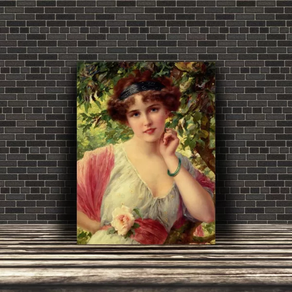 Un trandafir de vară (Emile Vernon) – Tablou Canvas Femei Personalizat PortreteRegale.ro
